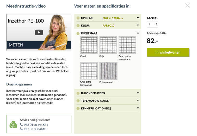 Product configurator webshop Horren.com